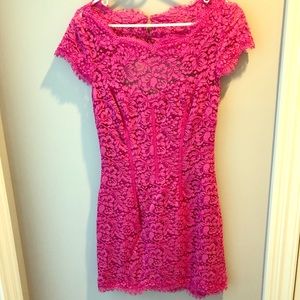 Gorgeous pink lace dress, perfect for a wedding
